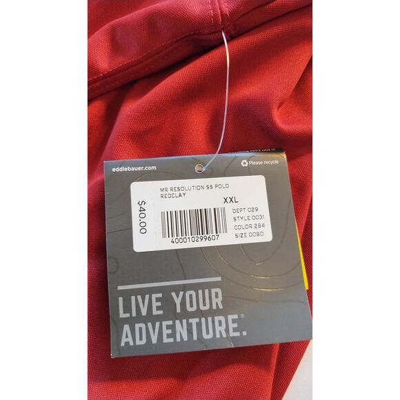 NWT Eddie Bauer Men Polo T shirt Red Short Sleeves T-Shirt Size 2XL - Picture 9 of 13